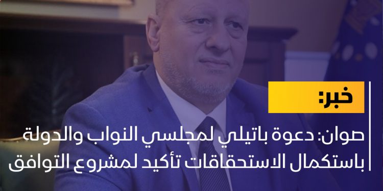 صوان: دعوة باتيلي لمجلسي النواب والدولة باستكمال الاستحقاقات تأكيد لمشروع التوافق