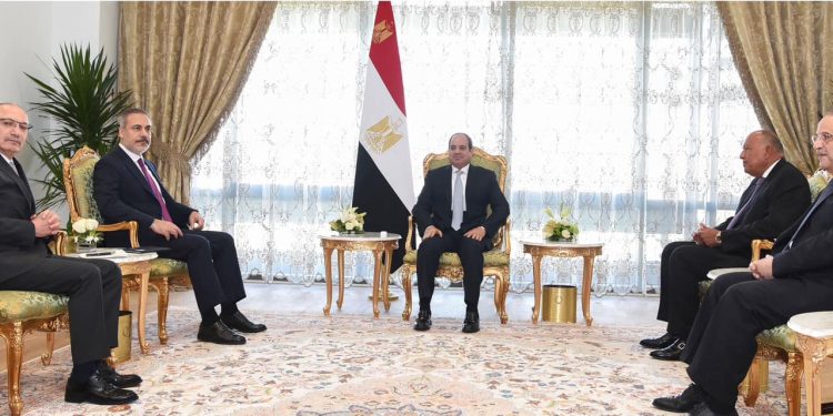 السيسي وفيدان يؤكدان دفع مسار العلاقات الثنائية والانتقال إلى مرحلة جديدة وتطورات غزة