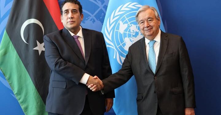 المنفي وغوتيريش يبحثان تحقيق تسوية سياسية شاملة في ليبيا